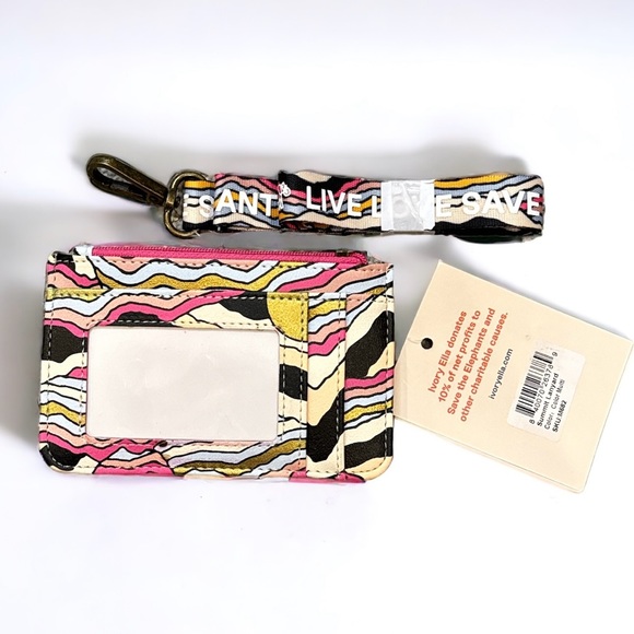 Ivory Ella card holder wallet & lanyard colorful zebra print NWT - Picture 2 of 2